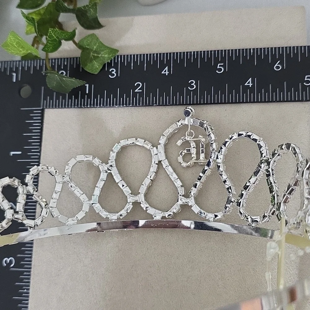 Silver Clear Rhinestone Sweet 16 Tiara with Side Combs